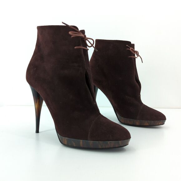 Burberry Women 36 US 6 Prorsum Tanfield 110 Ankle Boots Booties Brown Suede - Picture 1 of 14